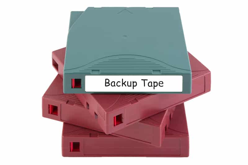 LTO Backup tape for data recovery isolated on white background most use in Data center room.